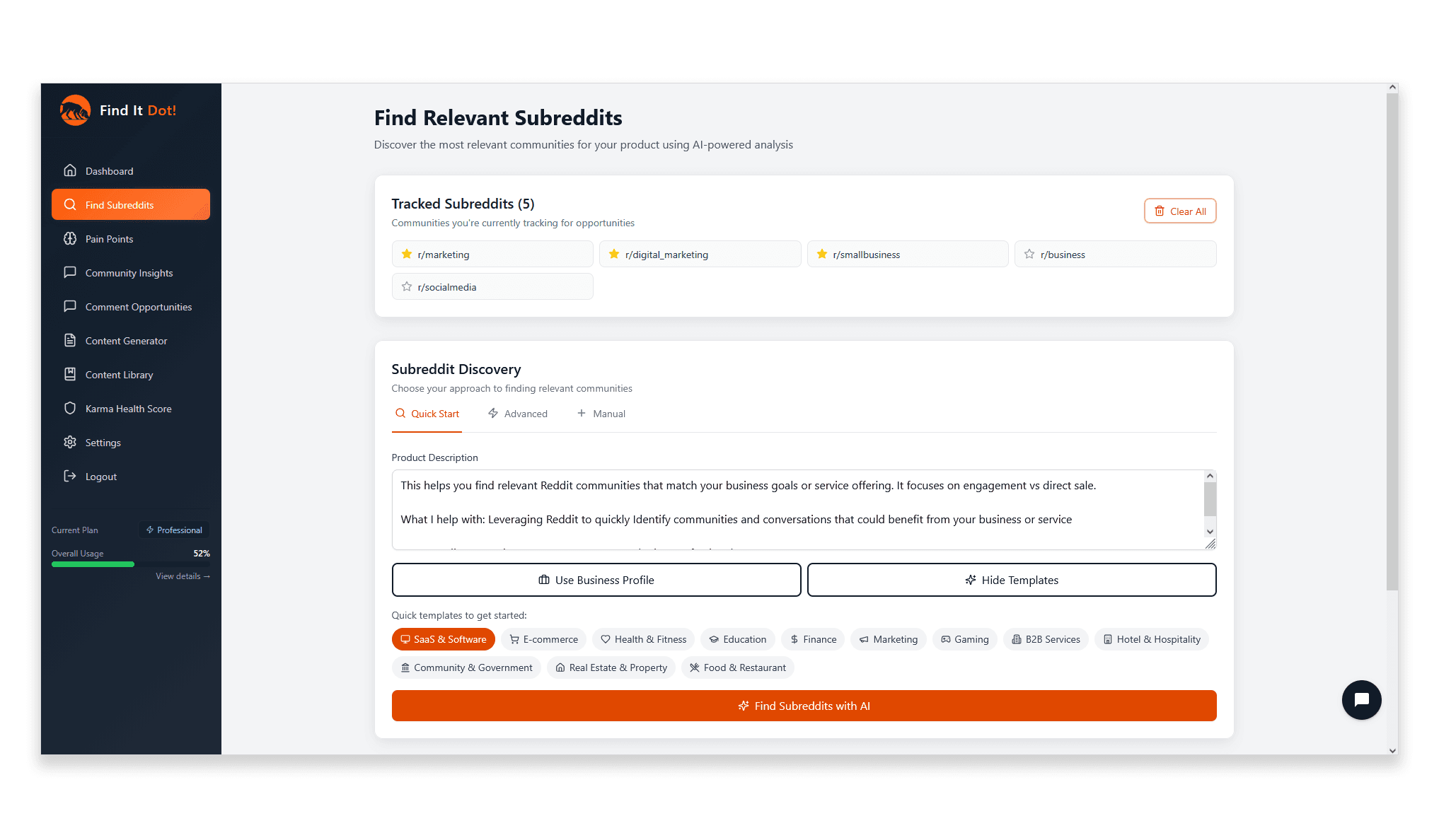 Find Relevant Subreddits - Click to zoom