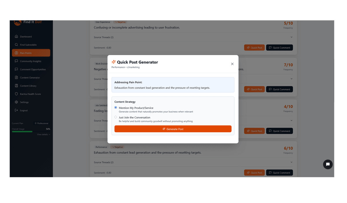 Content Generator from Pain Points - Click to zoom
